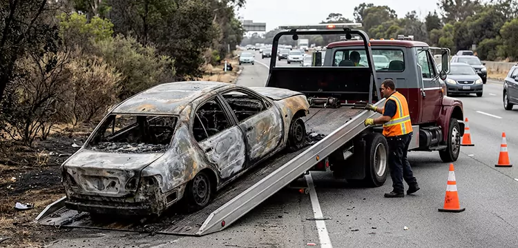 Fire-Damaged Wrecked Car Removal in St. Louis